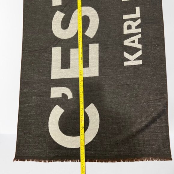 NEW Karl Lagerfeld C'est La Vie Logo Fringed Scarf- Oversized- Unisex - Picture 13 of 14